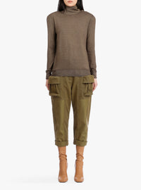 Wool funnel neck sweater - Khaki