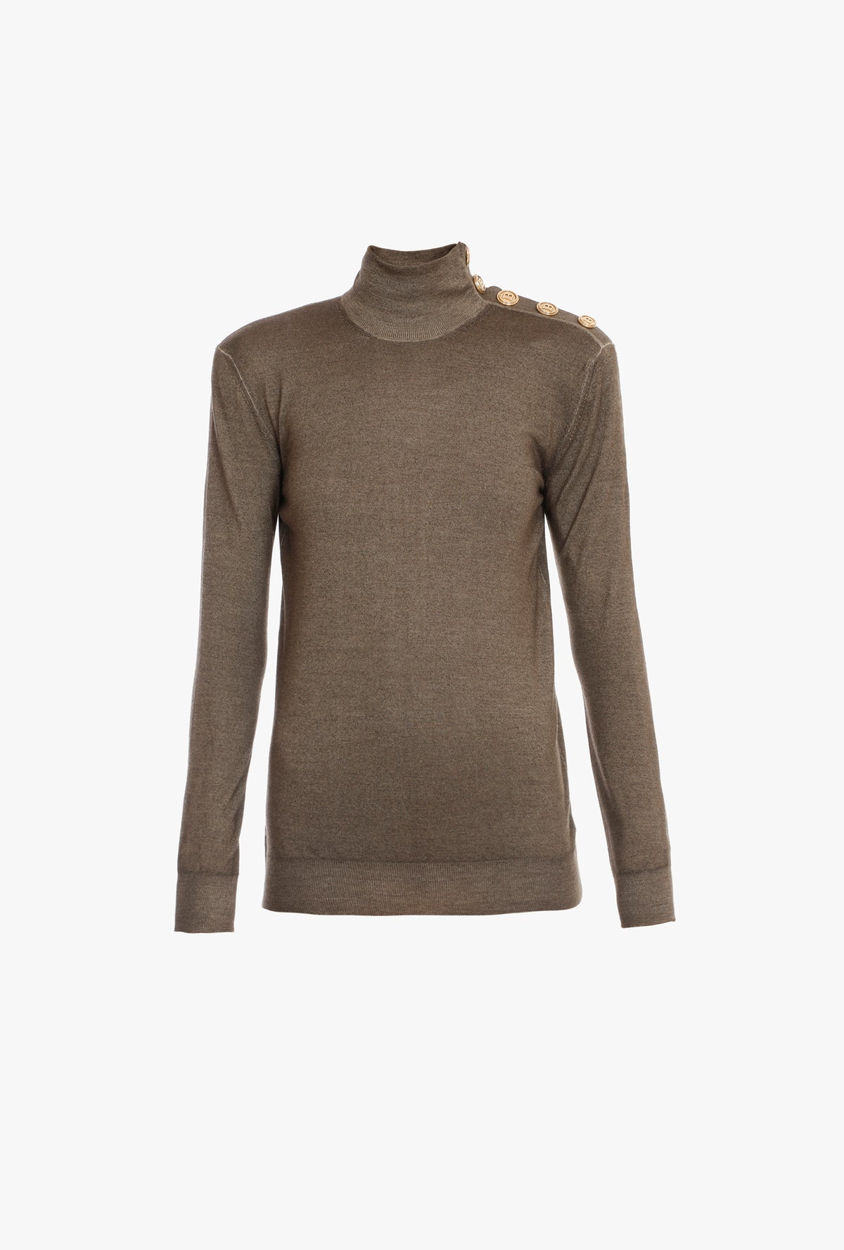 Pull 5 boutons col montant - Kaki