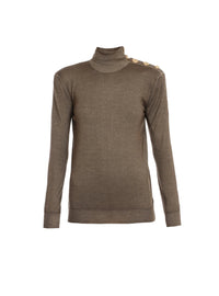 Wool funnel neck sweater - Khaki