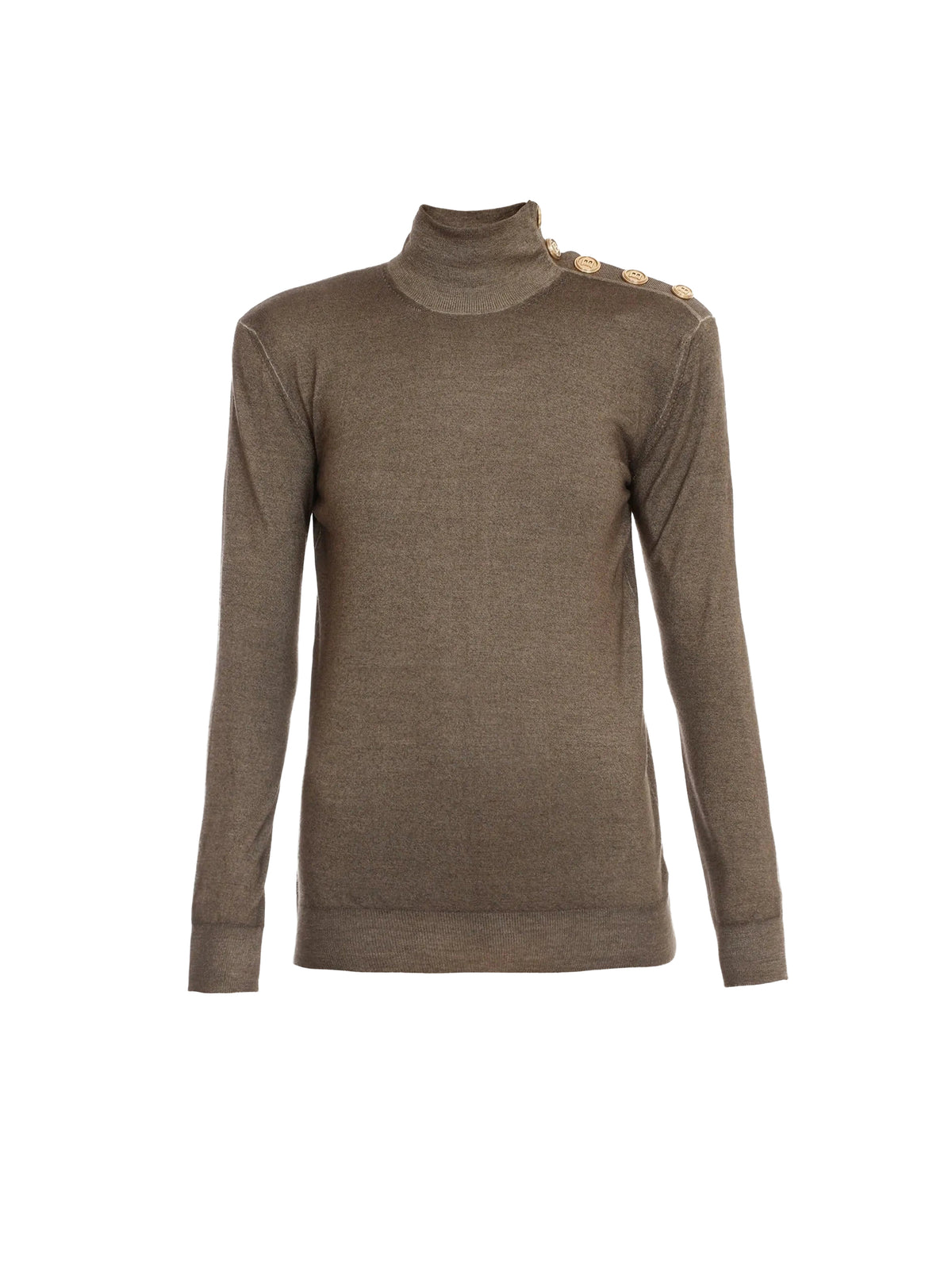 Wool funnel neck sweater - Khaki