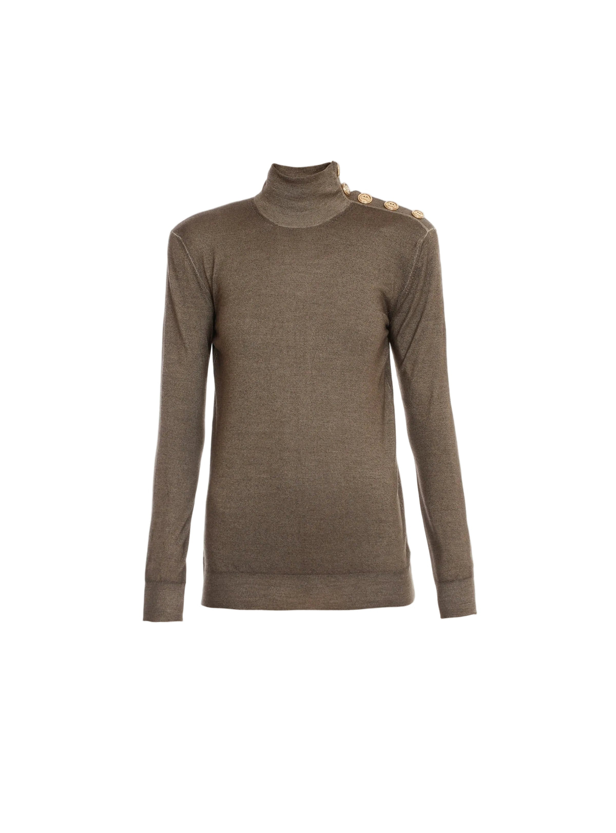 Pull 5 boutons col montant - Kaki