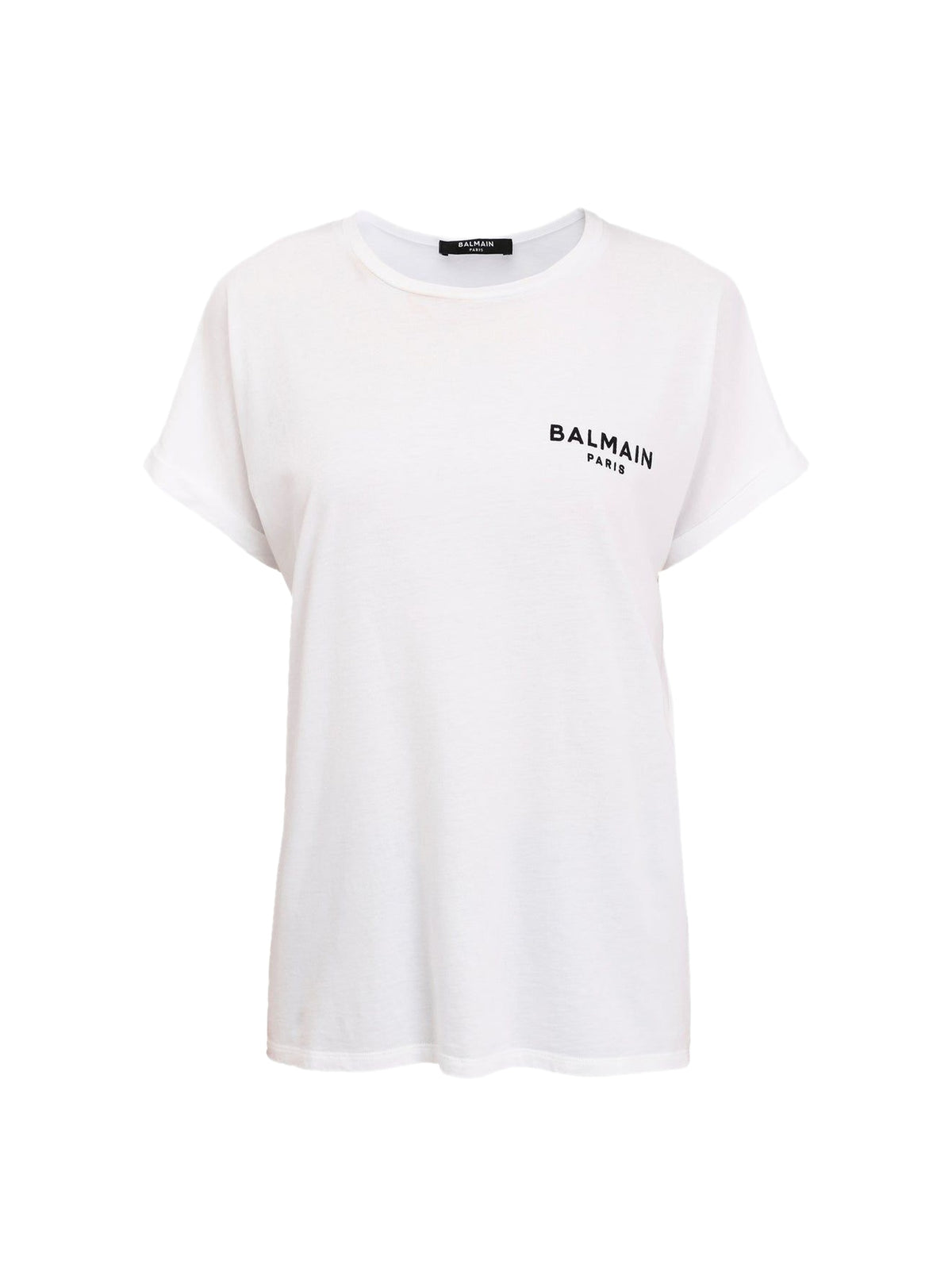 T-shirt en coton éco-design floqué petit logo balmain - Blanc & Noir