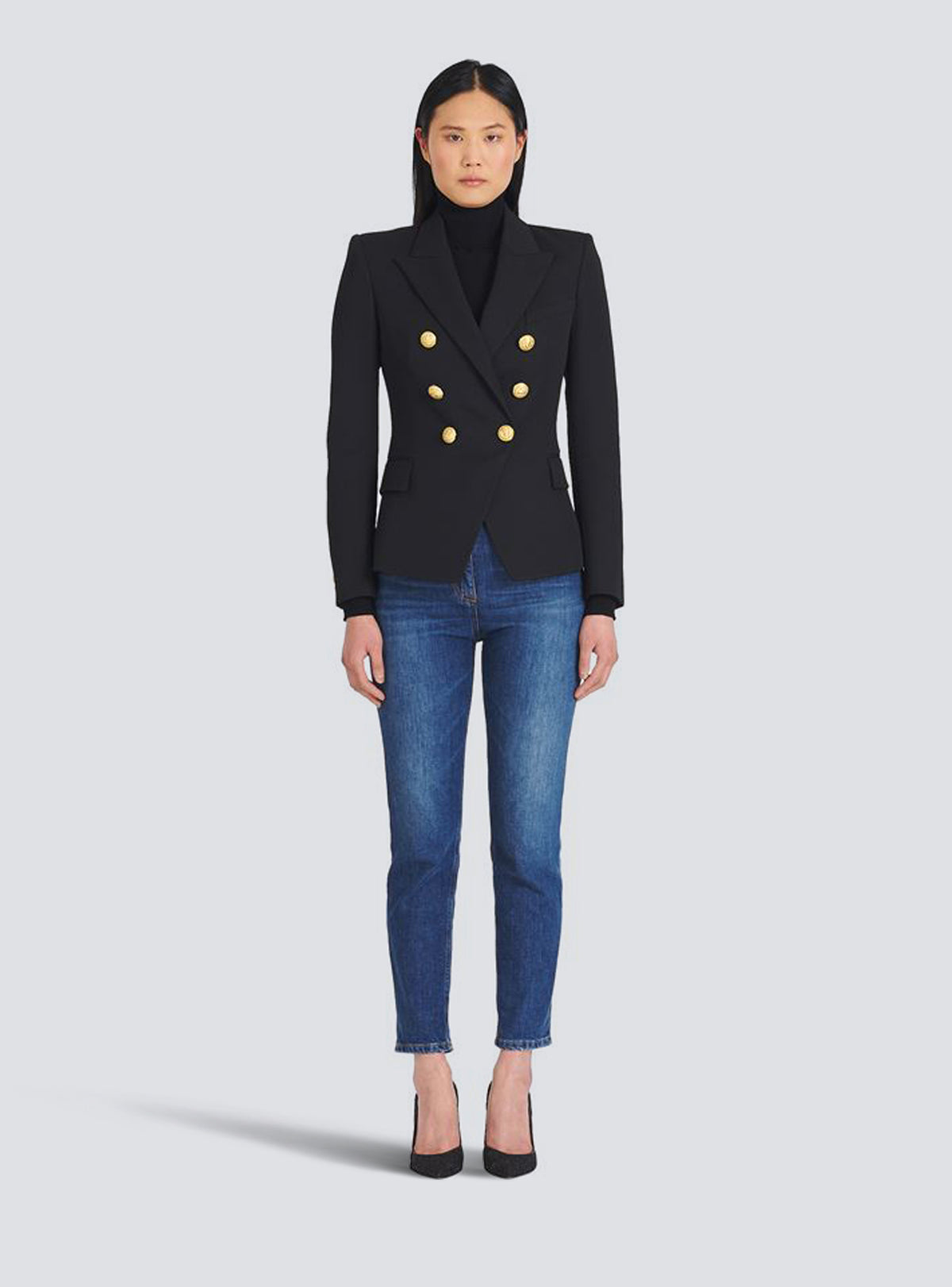 Blazer à double boutonnage en laine - Noir