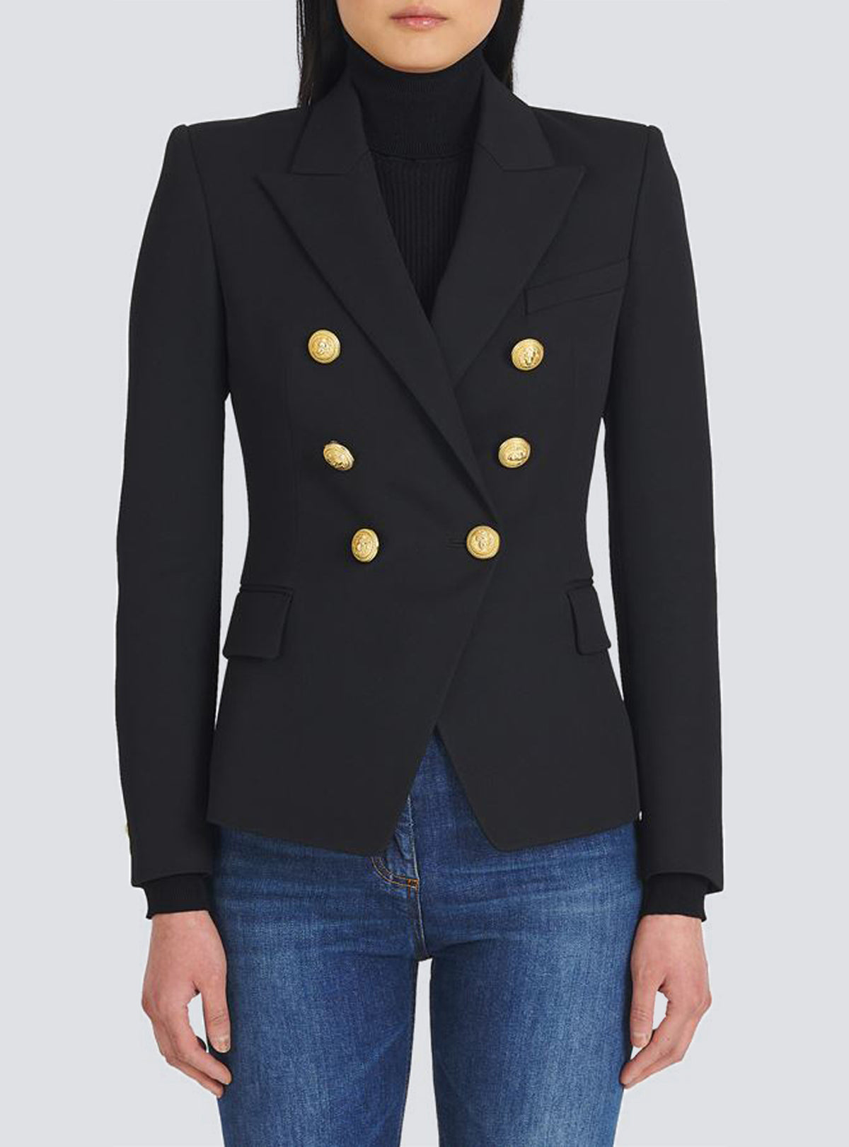 Blazer à double boutonnage en laine - Noir