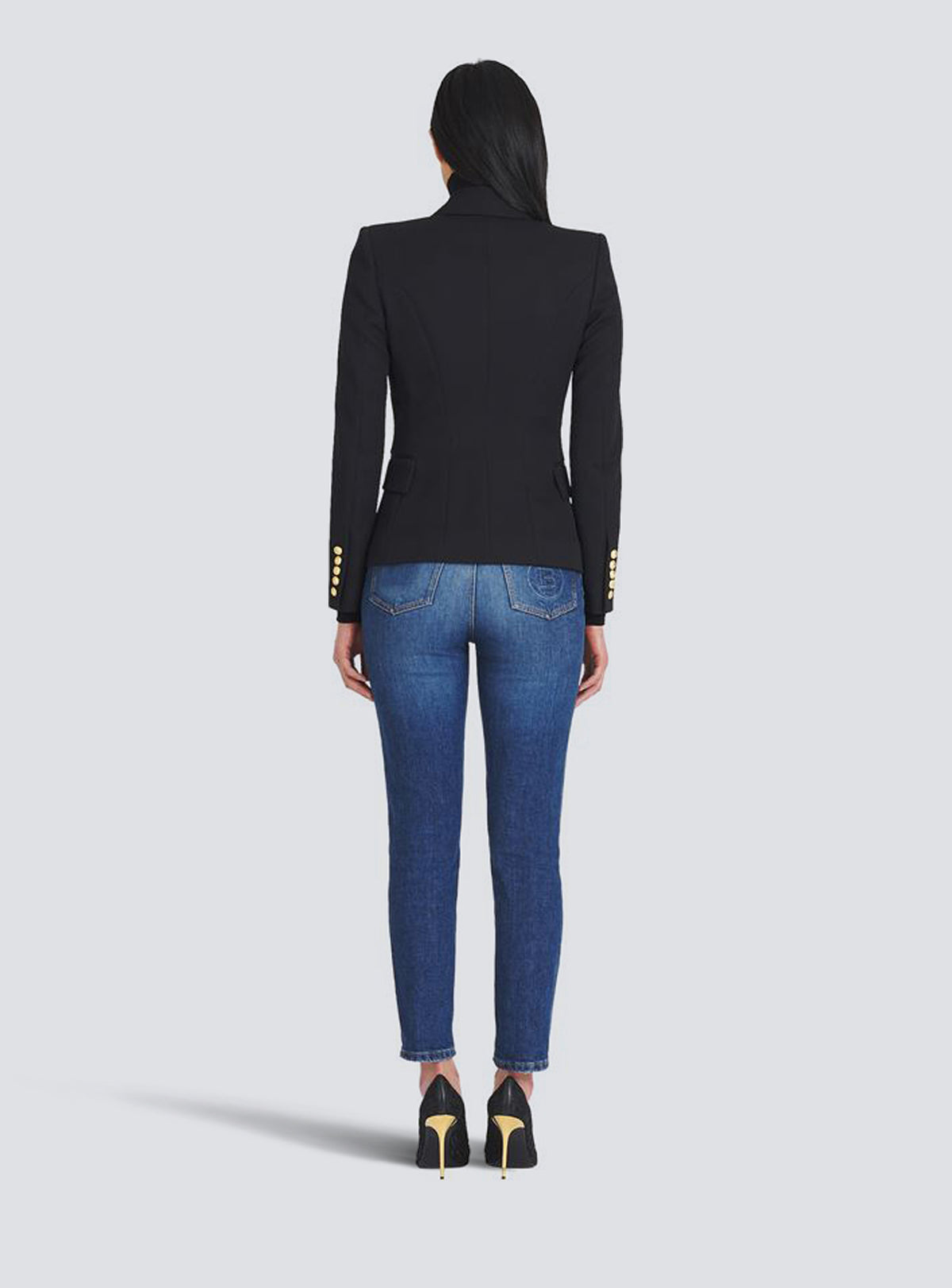 Blazer à double boutonnage en laine - Noir