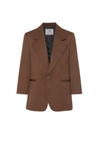 Virgin Wool Twill Boxy Blazer - Marron