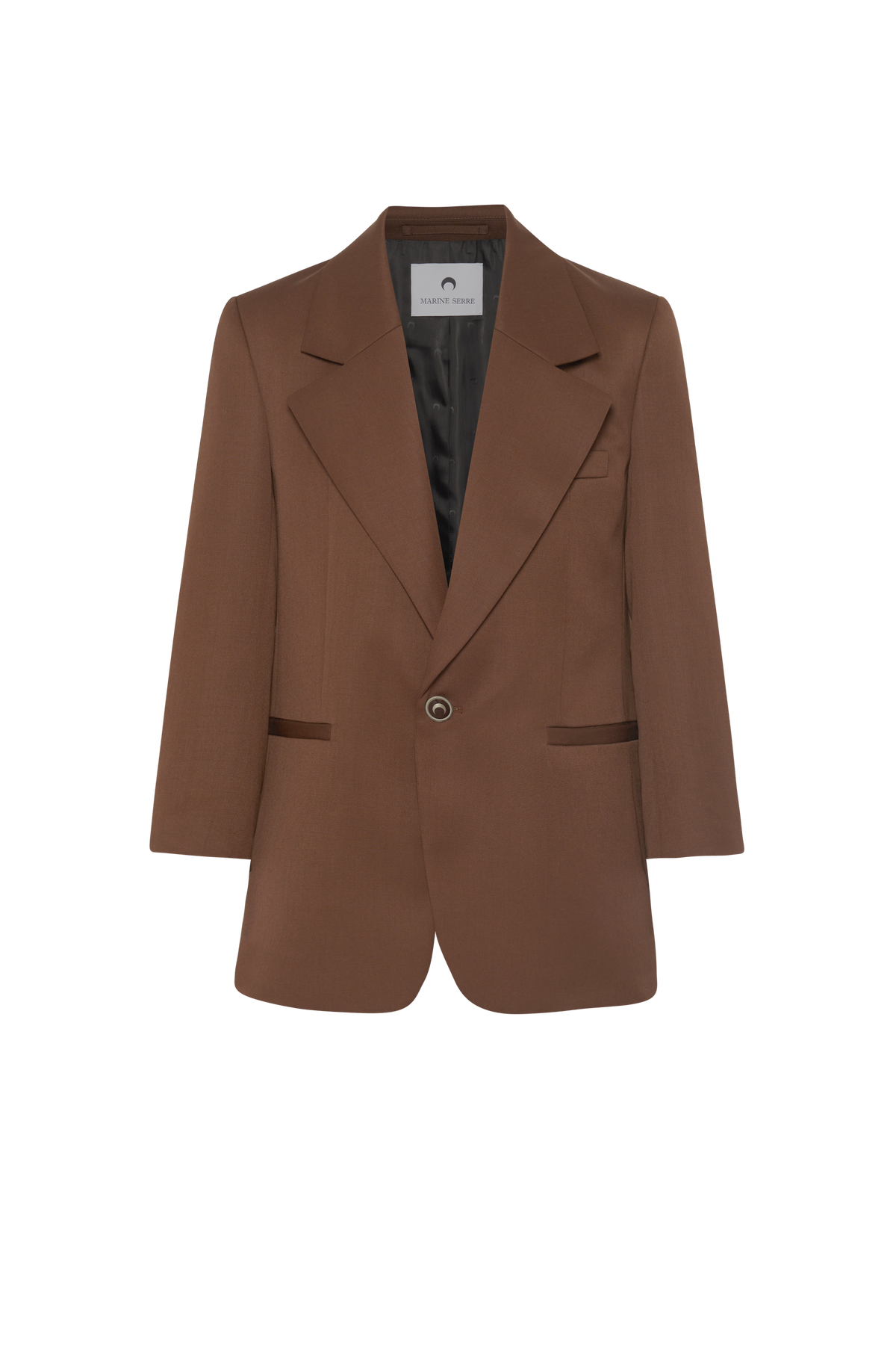 Virgin Wool Twill Boxy Blazer - Marron
