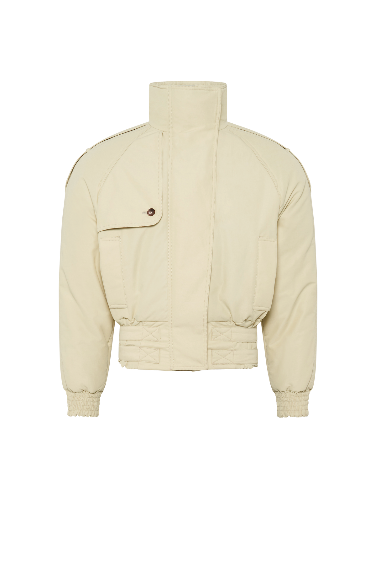 Regenerated Gabardine Twill Bomber Jacke - Beige