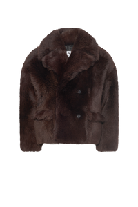 Hairy Shearling Leather Caban - Marron
