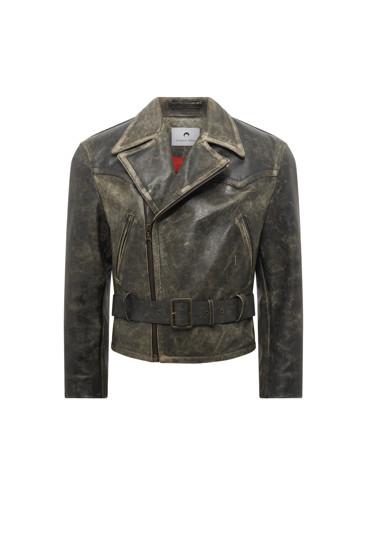 Vintage Moon Leather Biker Jacket - Gris