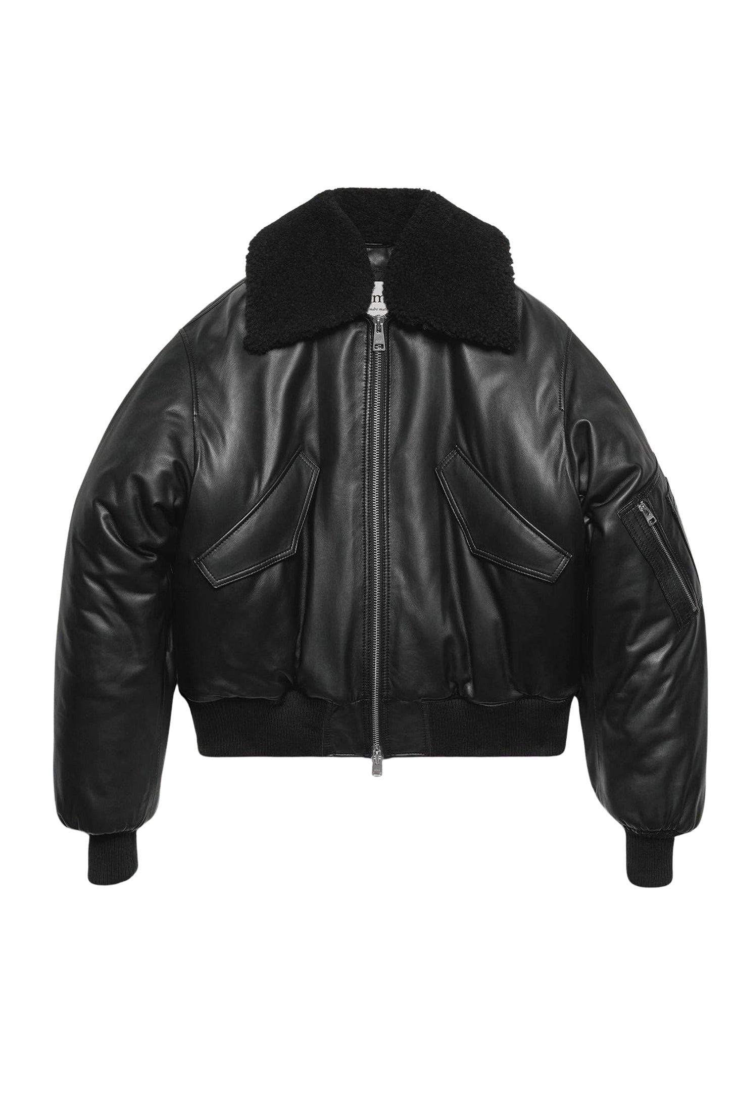 Blouson boxy en cuir - Black