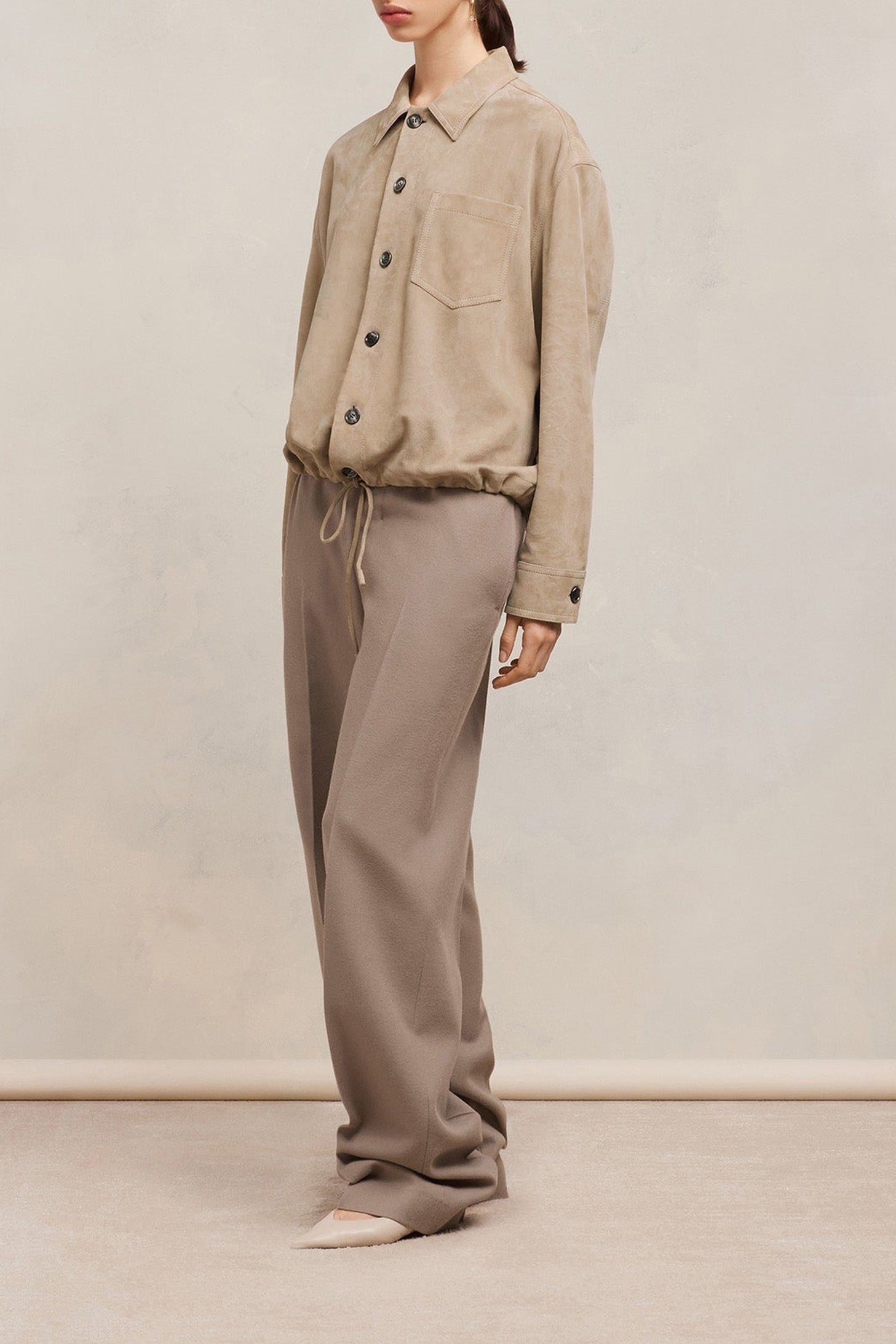 Surchemise à cordon à la taille en daim - Champagne