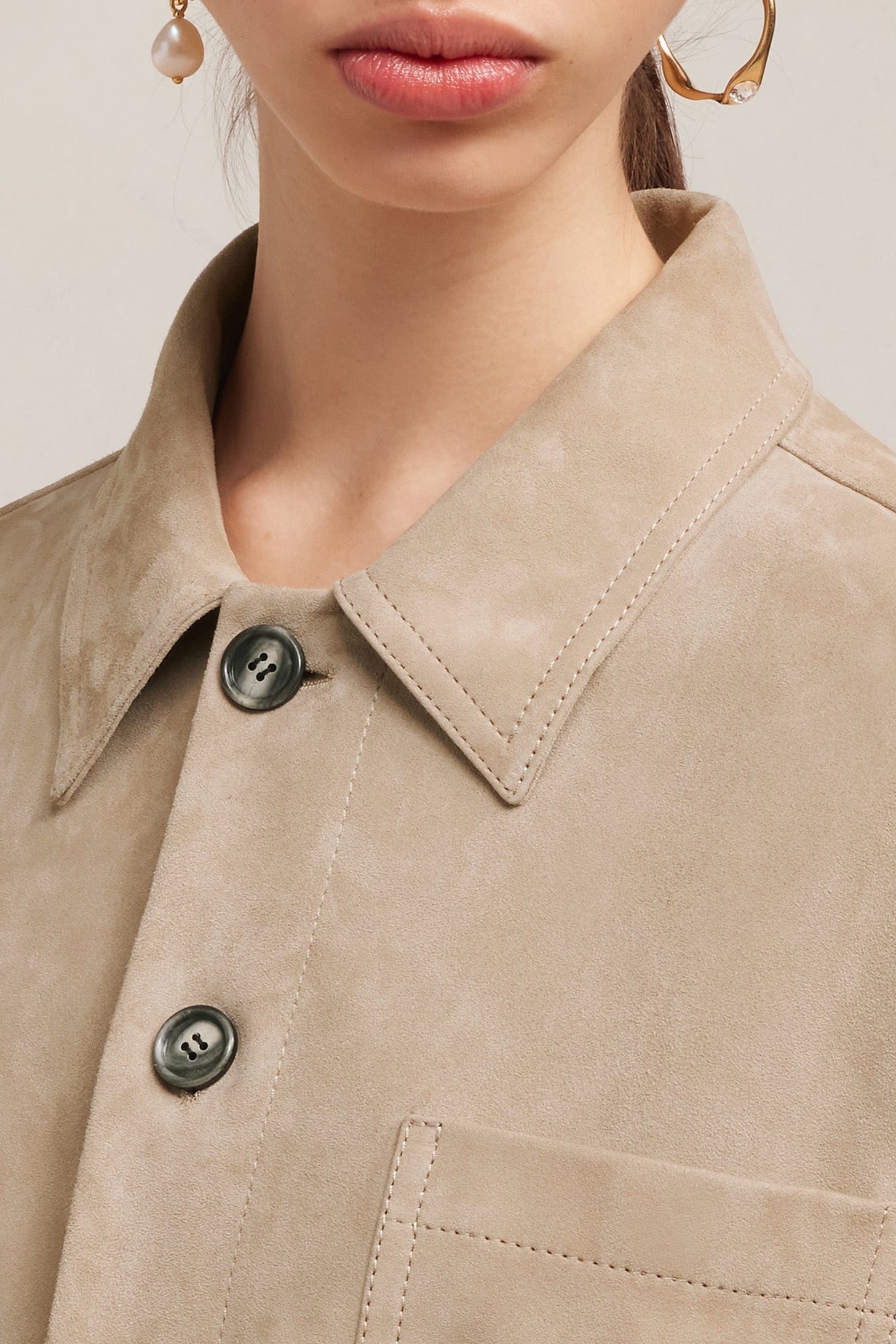 Surchemise à cordon à la taille en daim - Champagne