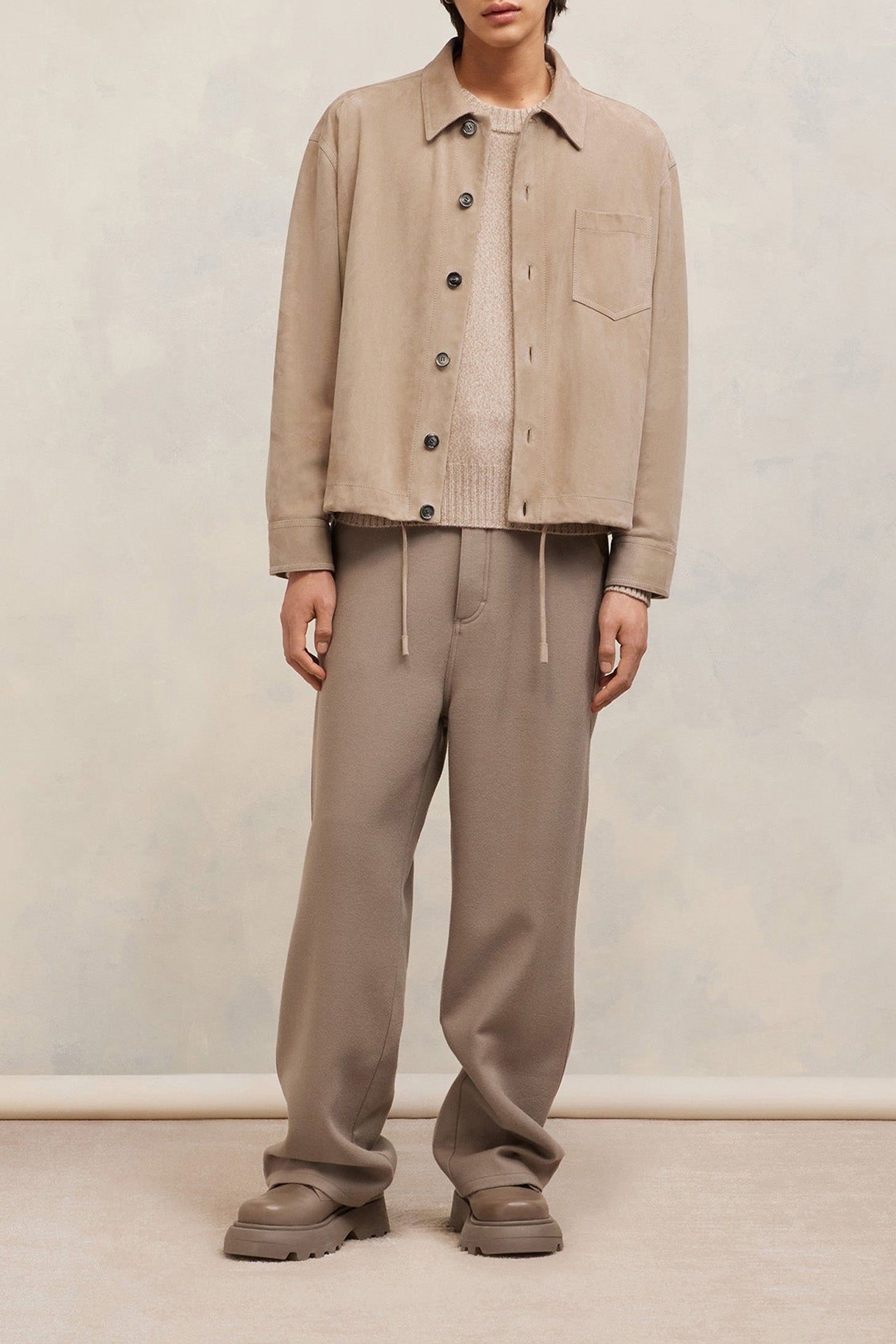 Surchemise à cordon à la taille en daim - Champagne