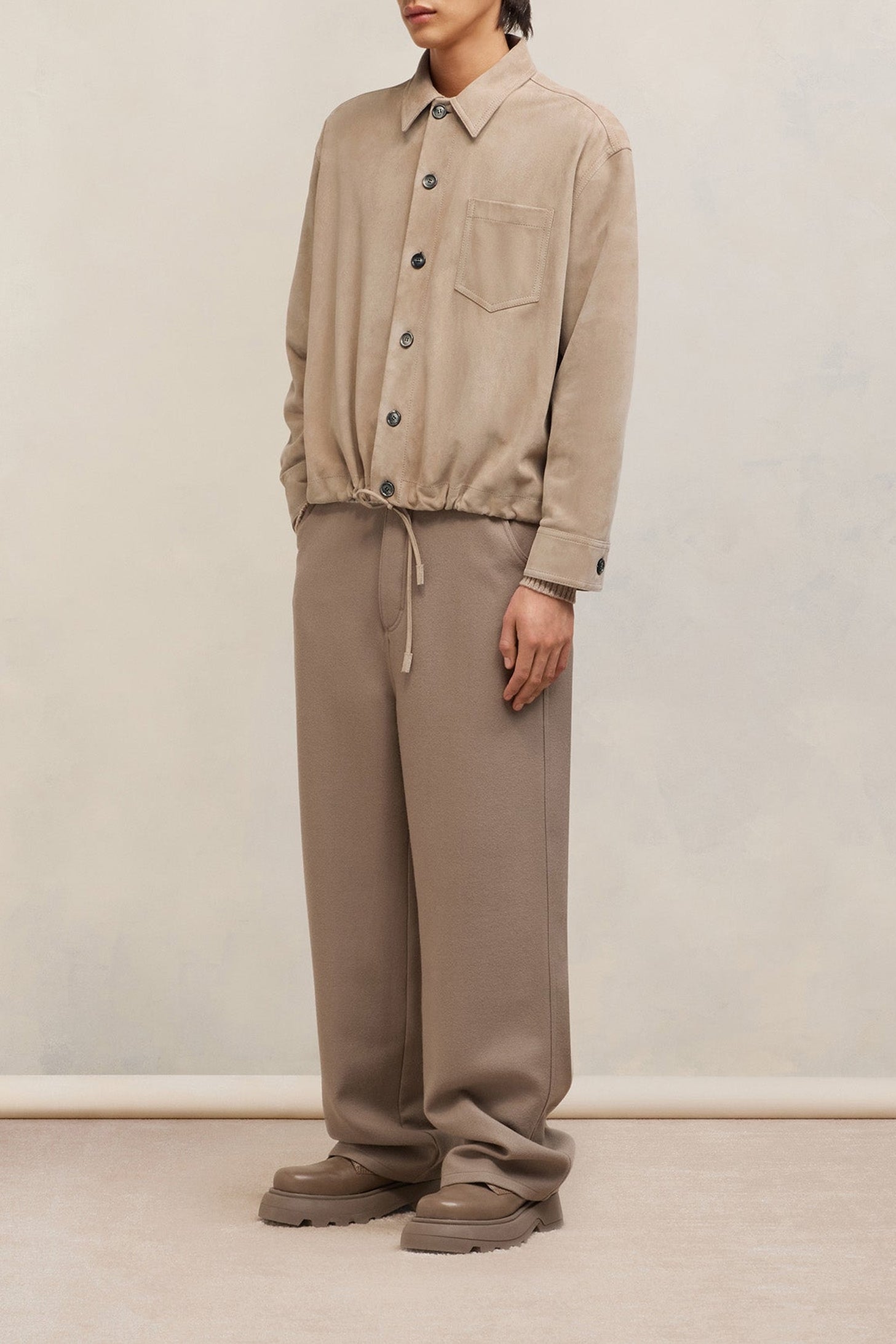 Surchemise à cordon à la taille en daim - Champagne