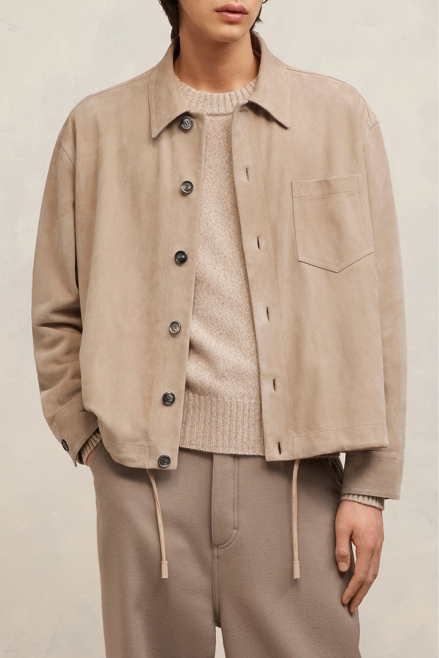 Surchemise à cordon à la taille en daim - Champagne