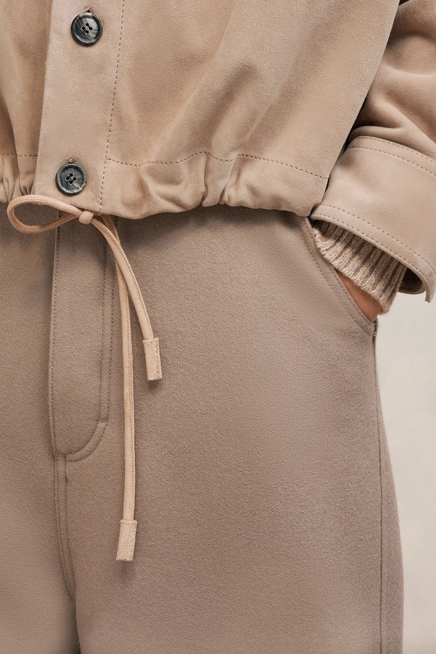 Surchemise à cordon à la taille en daim - Champagne