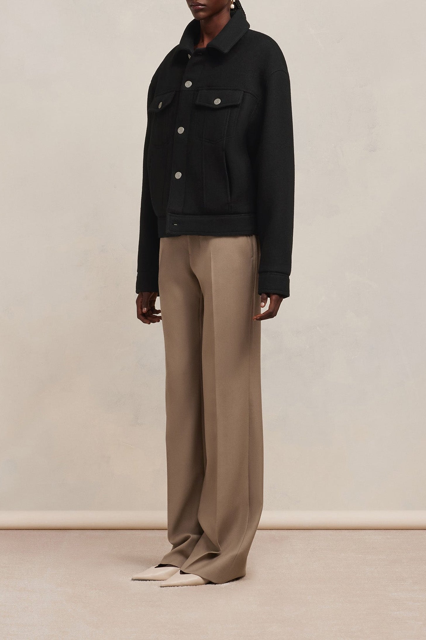 Veste boxy en laine - Black