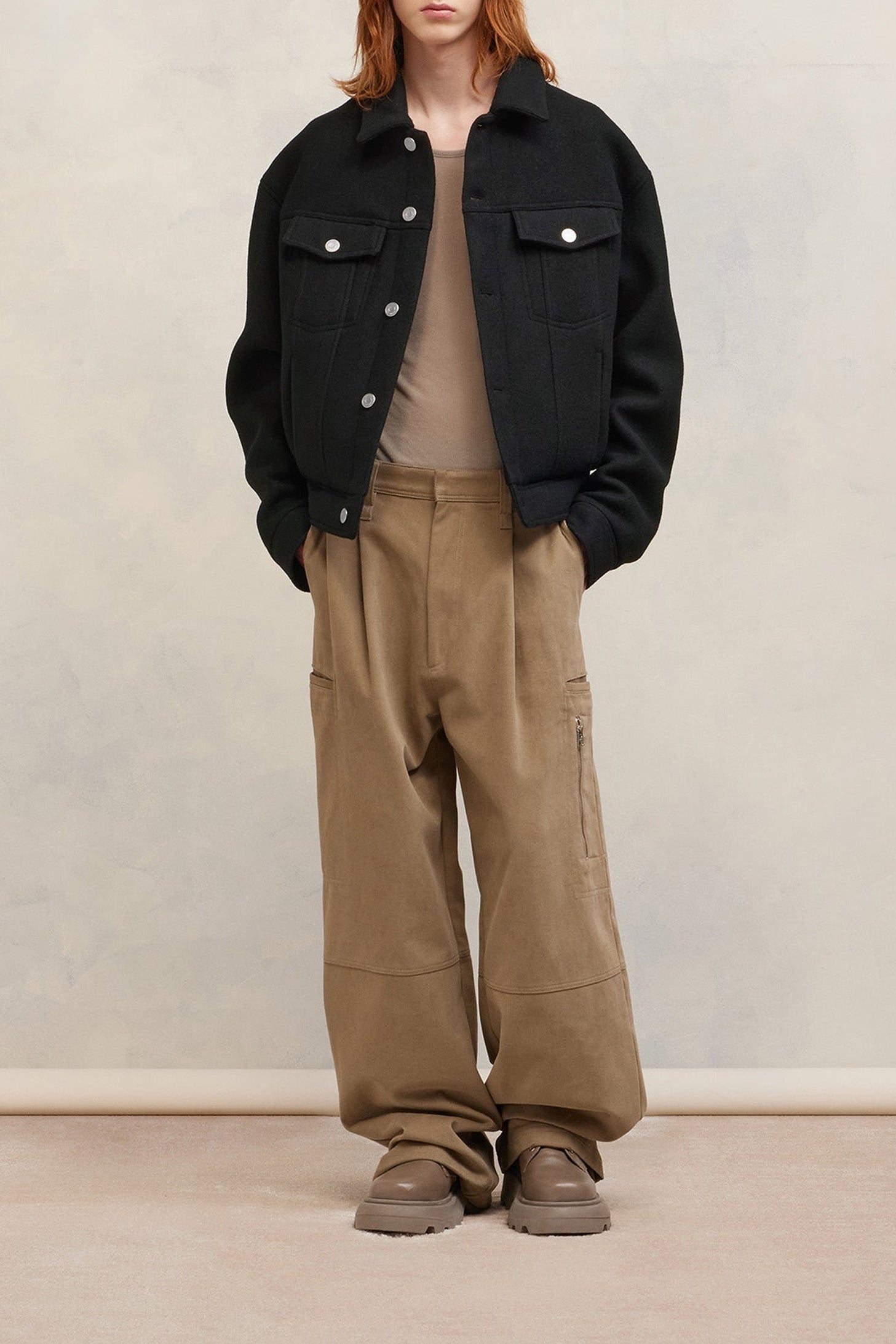 Veste boxy en laine - Black