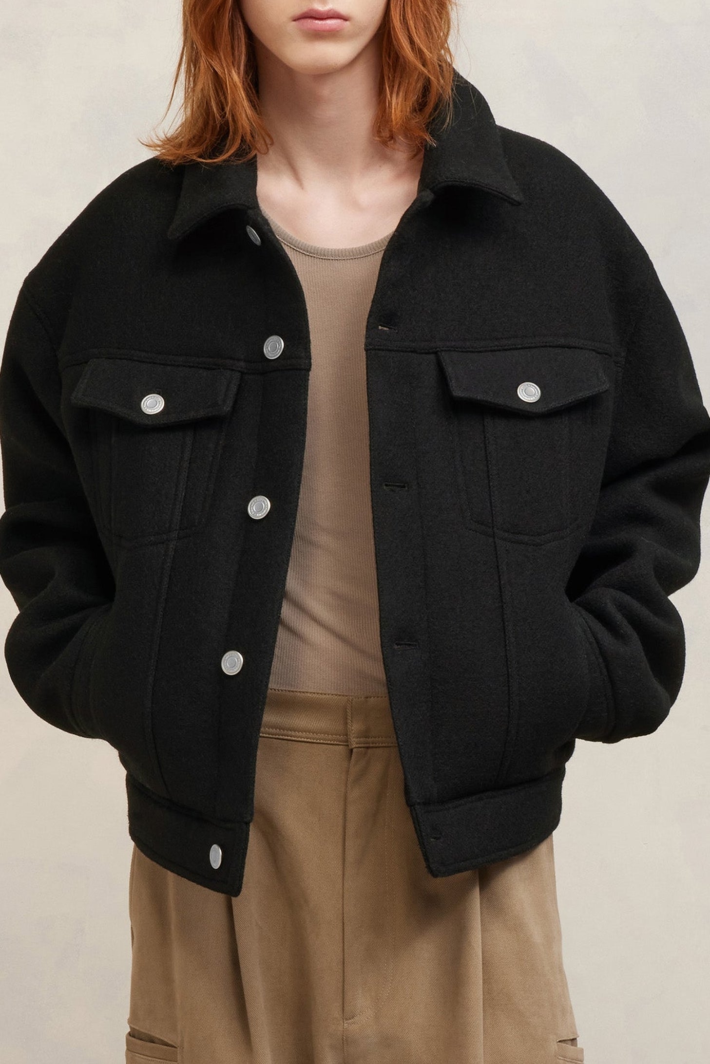 Veste boxy en laine - Black