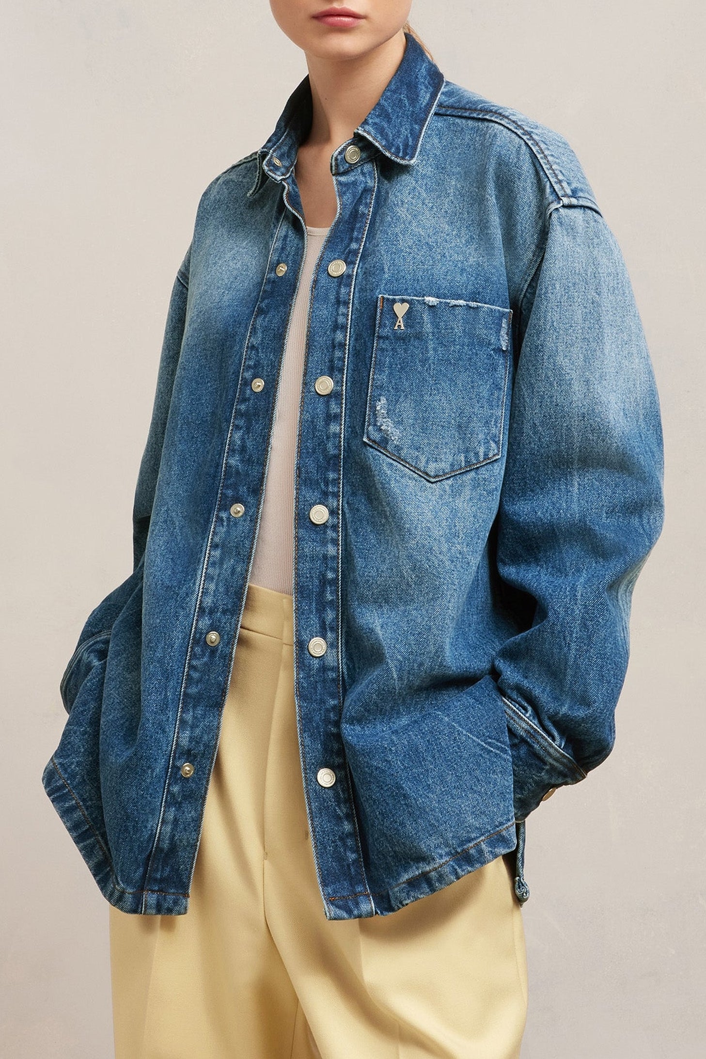 Chemise oversize avec Ami de Cœur en métal - Used Blue