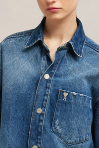 Chemise oversize avec Ami de Cœur en métal - Used Blue