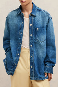 Chemise oversize avec Ami de Cœur en métal - Used Blue