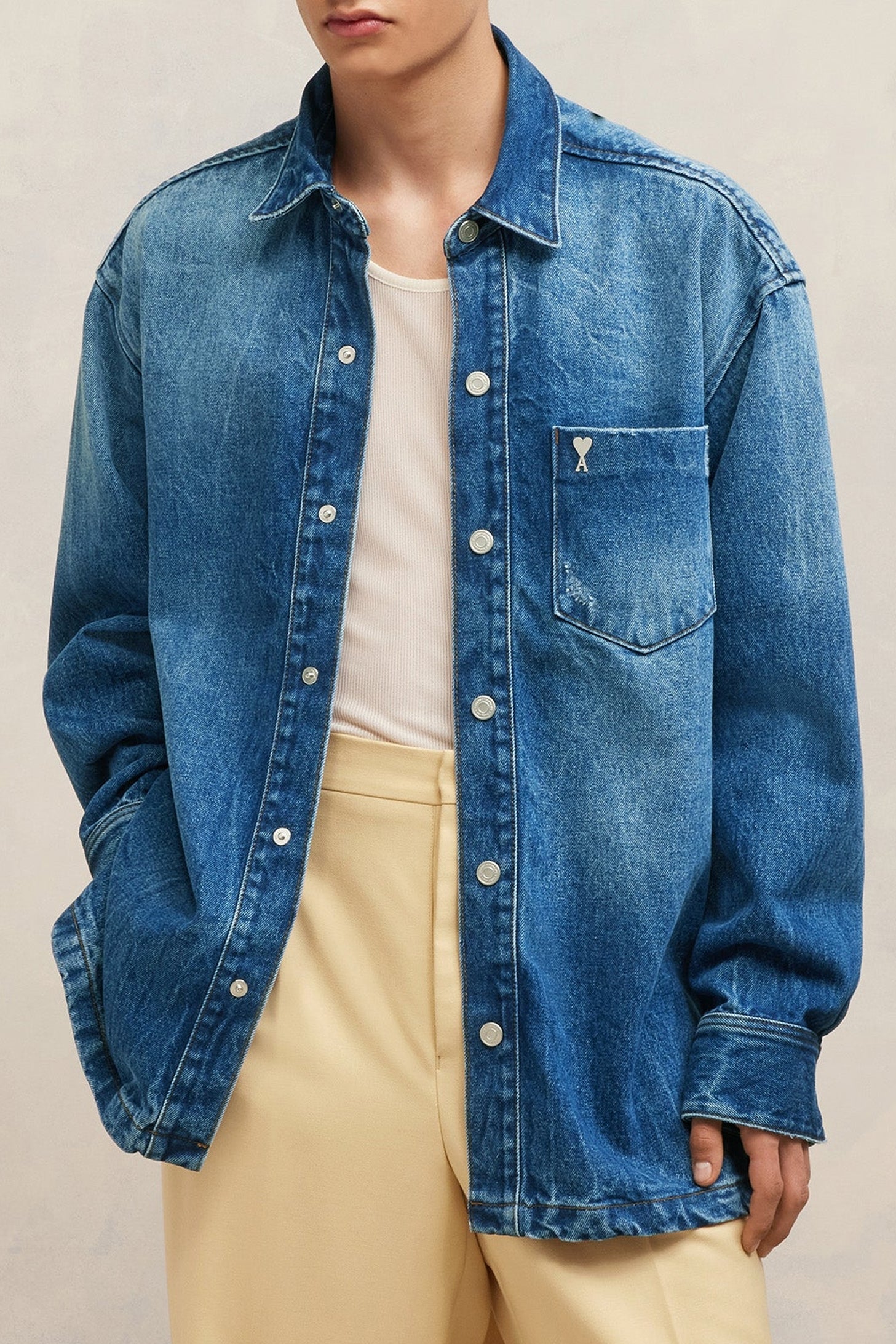 Chemise oversize avec Ami de Cœur en métal - Used Blue