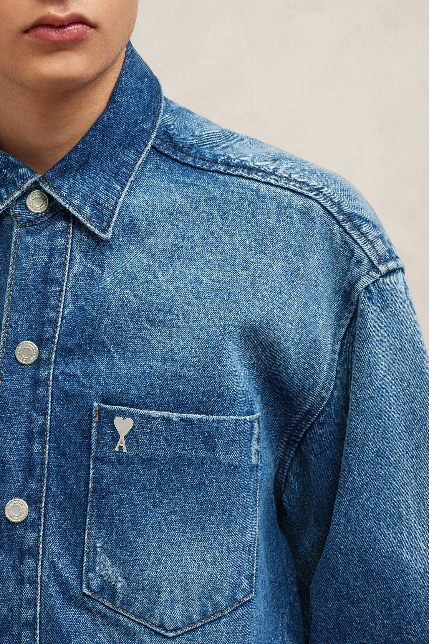 Chemise oversize avec Ami de Cœur en métal - Used Blue