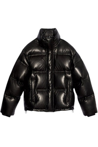 Doudoune zippée en cuir - Black