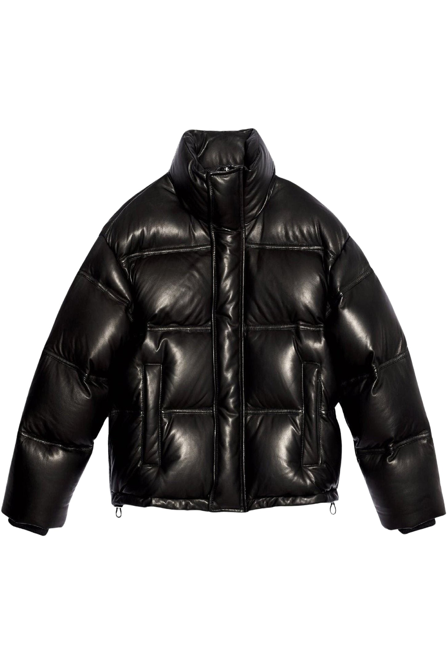 Doudoune zippée en cuir - Black