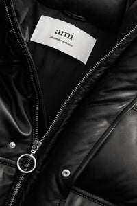 Doudoune zippée en cuir - Black