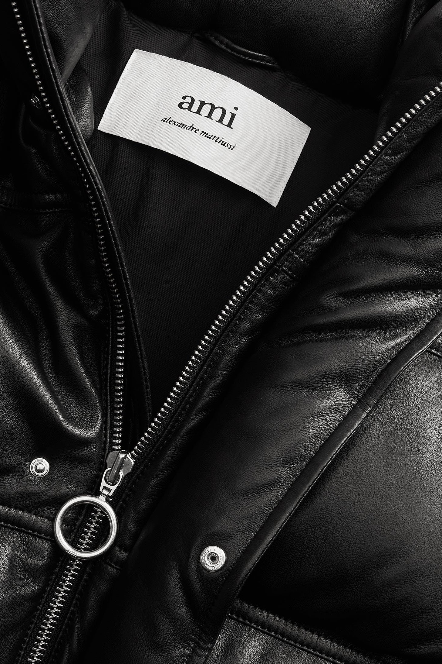 Doudoune zippée en cuir - Black