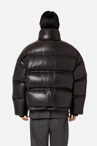 Doudoune zippée en cuir - Black