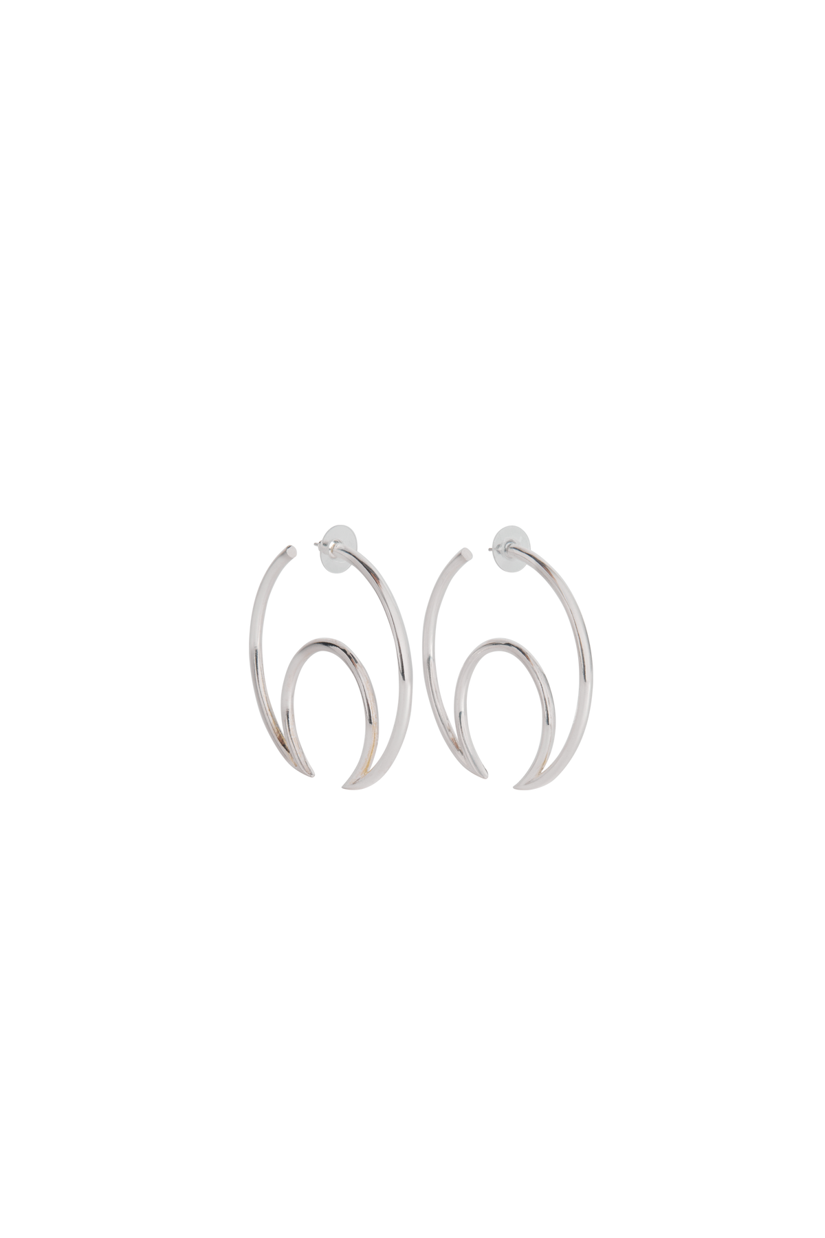 Boucles d'oreilles Moon en laiton recyclées unisex - Shiny Silver