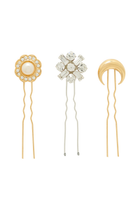 Moon Jewelry Hair Clip Set - Multicolore