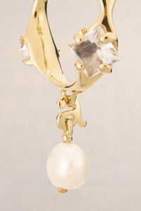 Créoles pendantes en perles et cristaux - Gold