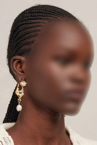 Créoles pendantes en perles et cristaux - Gold