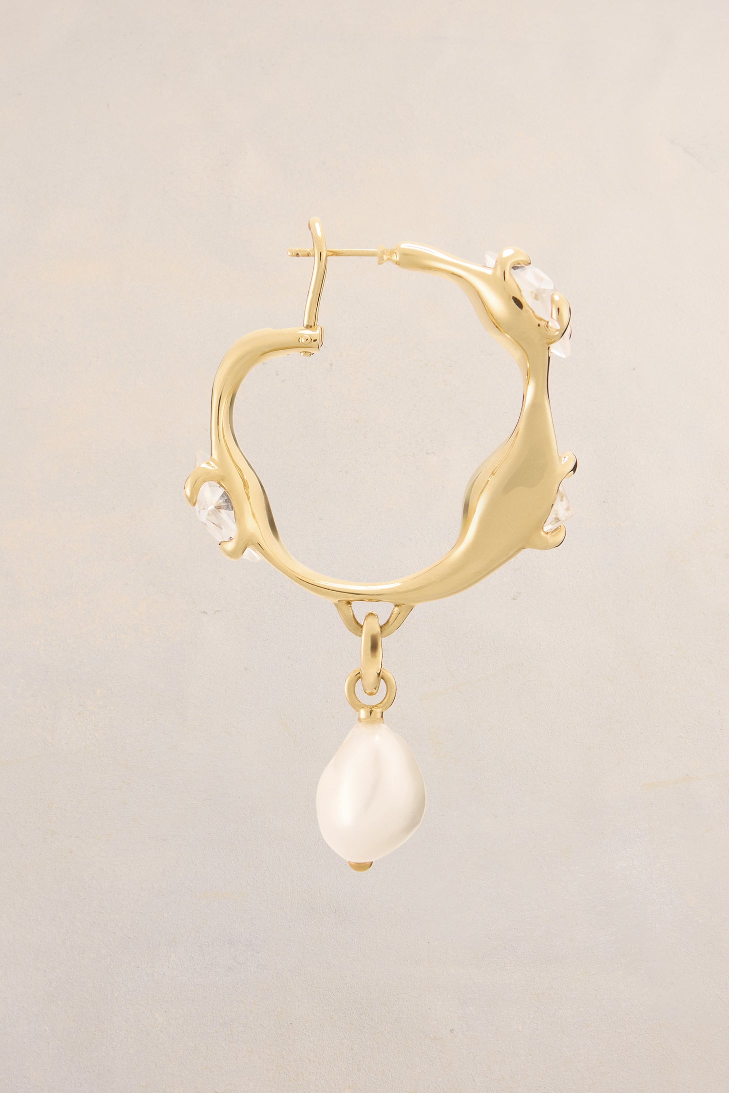 Créoles pendantes en perles et cristaux - Gold