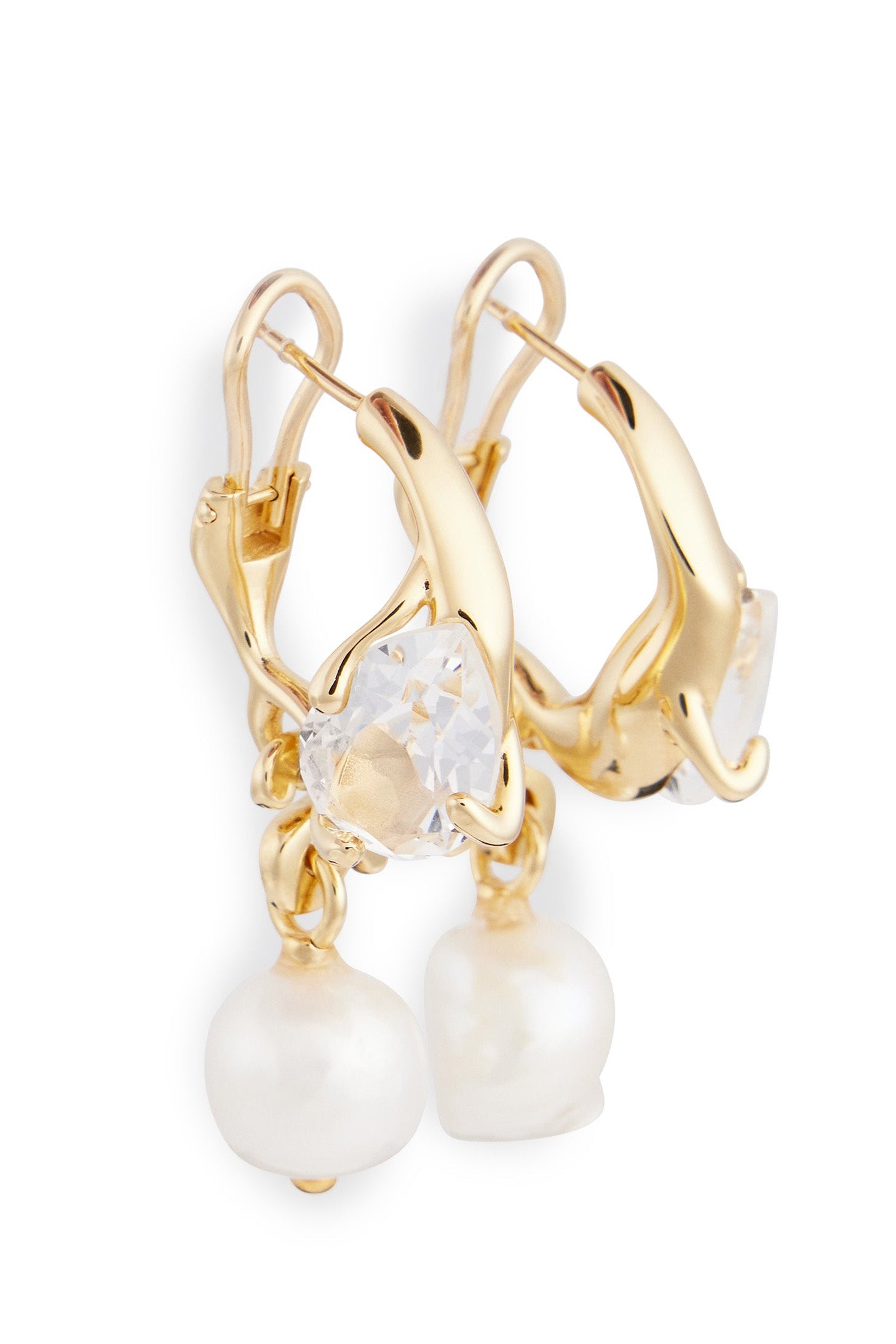 Créoles pendantes en perles et cristaux - Gold