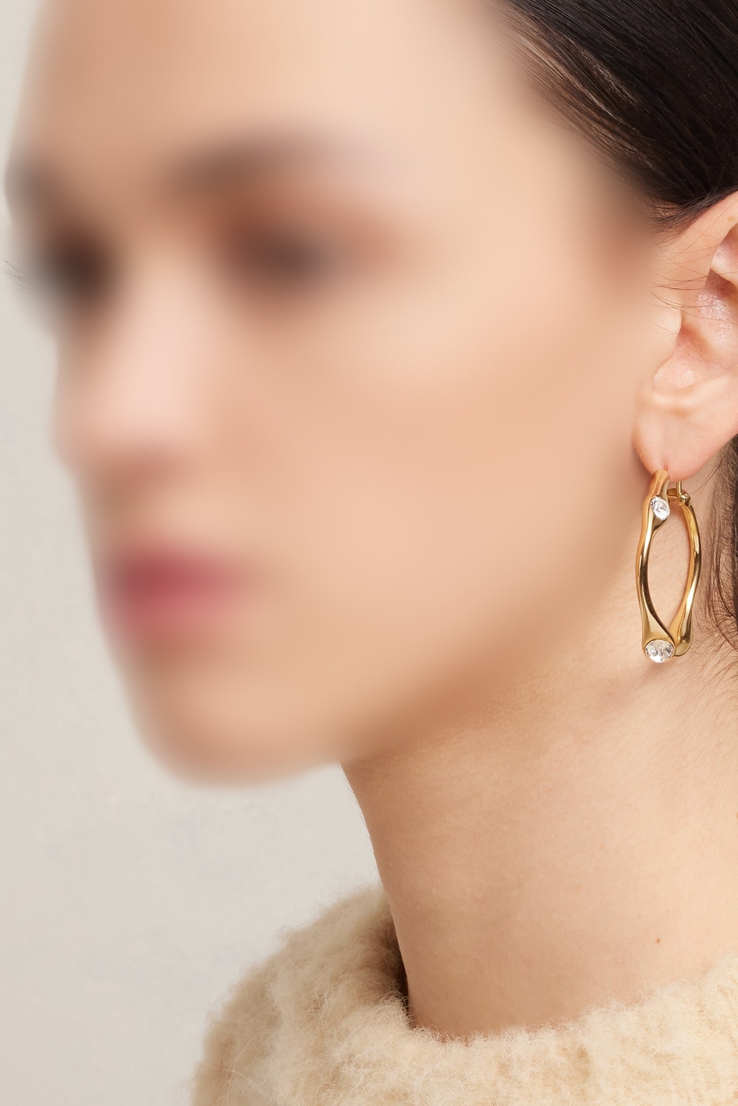 Créoles Crash à cristaux sertis - Gold