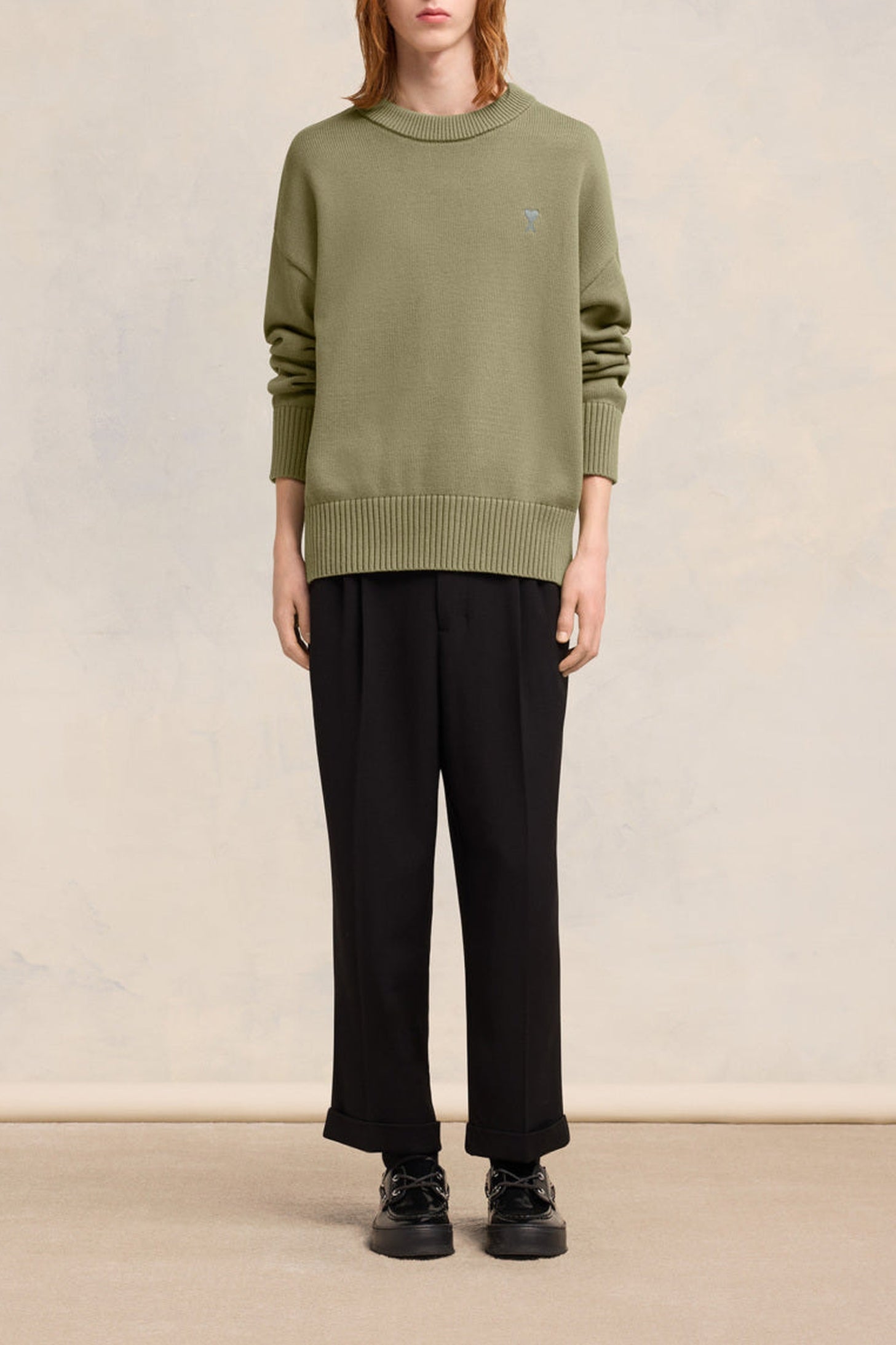 Ami de Cœur round-neck jumper - Olive