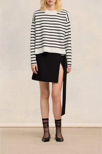 Pull rayures marinières broderie Ami - Chalk & Black