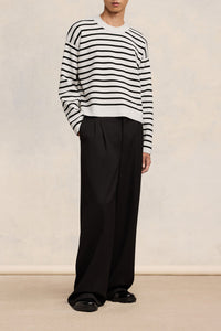 Pull rayures marinières broderie Ami - Chalk & Black