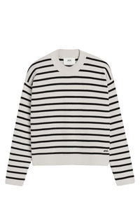 Pull rayures marinières broderie Ami - Chalk & Black