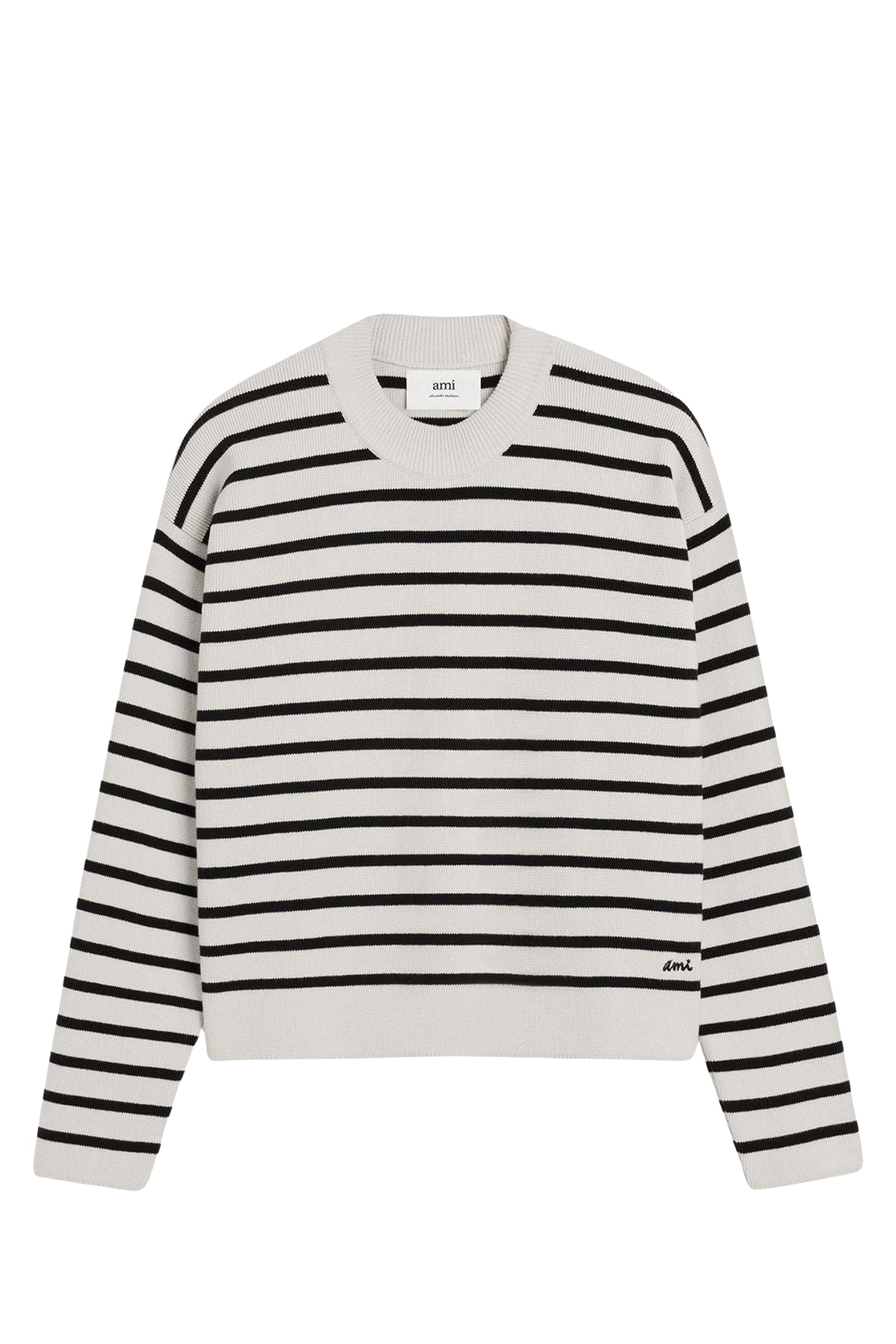 Pull rayures marinières broderie Ami - Chalk & Black