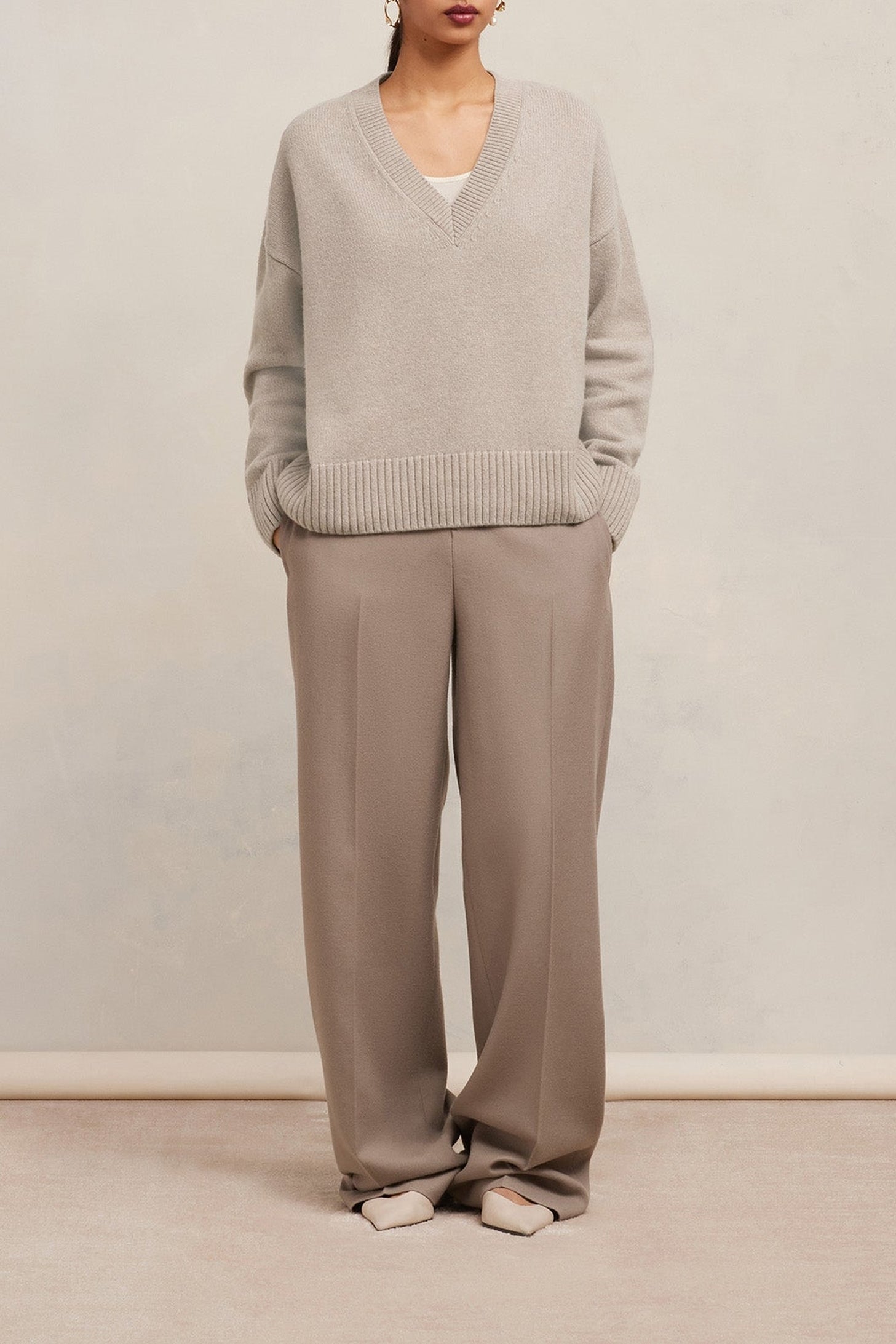 Pull en laine cachemire en laine - Taupe