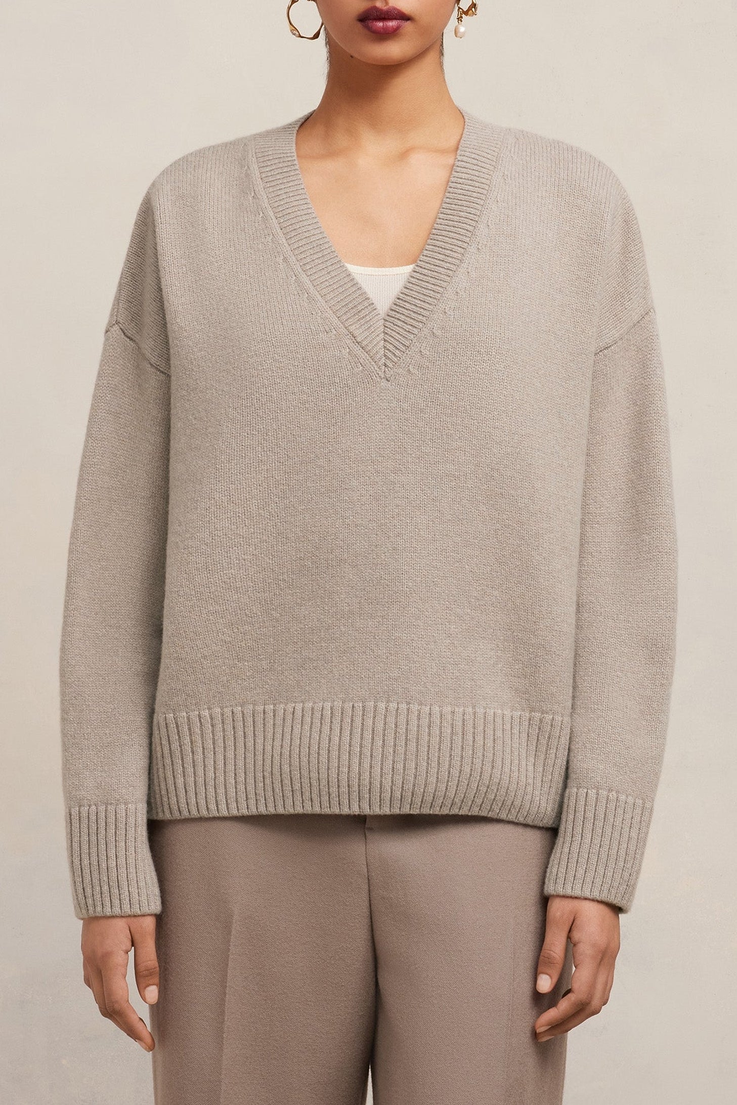 Pull en laine cachemire en laine - Taupe