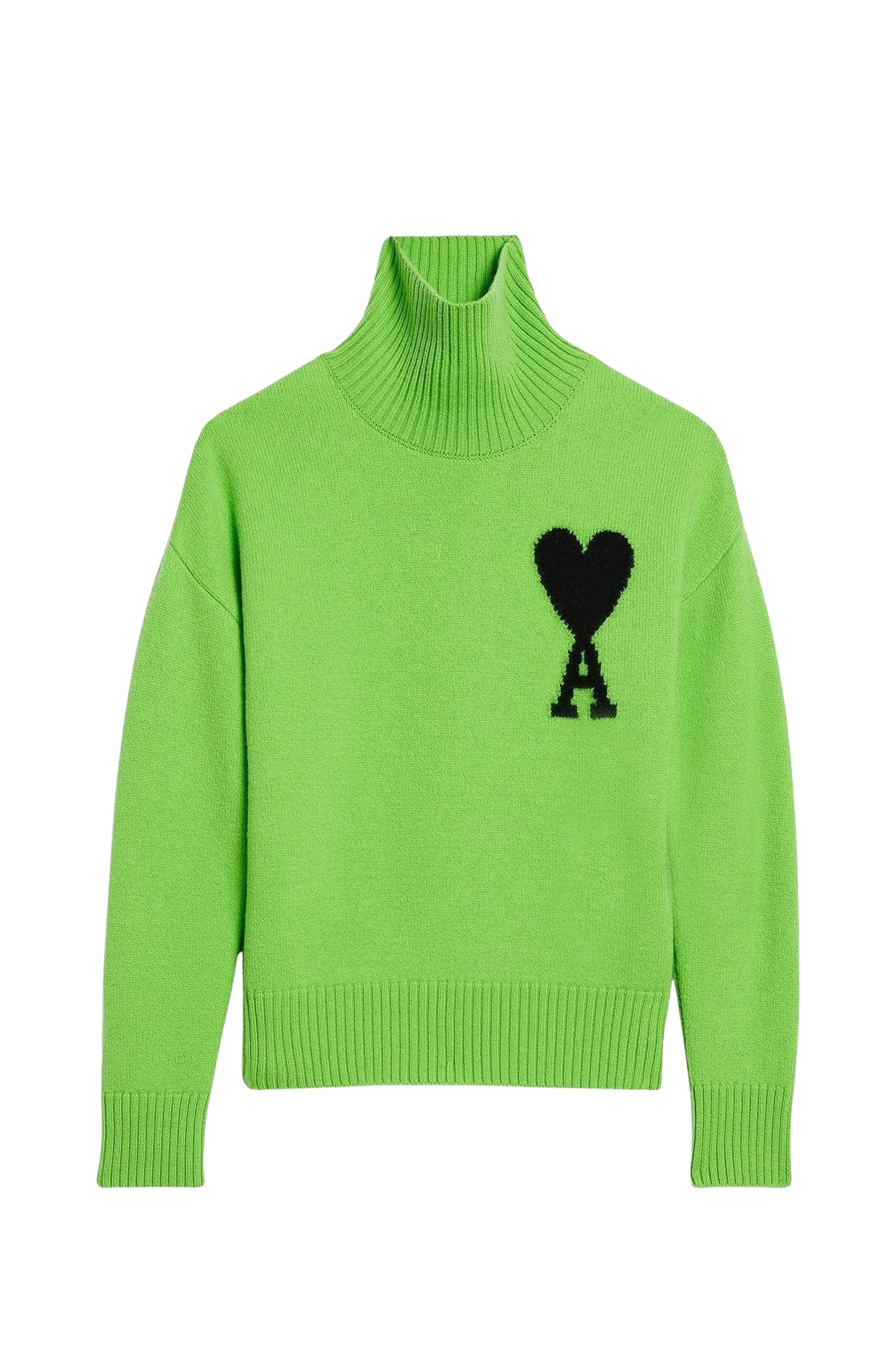 Ami de Cœur wool funnel neck jumper - Neon Green & Black