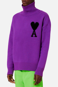 Ami de Cœur wool funnel neck jumper - Purple & Black